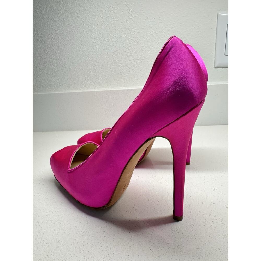 Alexander McQueen Magenta Satin Square Toe Platform Pumps Size 38.5 - Picture 4 of 9